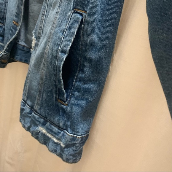 Distressed Oversized Denim Jacket - Picture 6 of 14